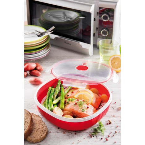 Cuiseur Vapeur Micro-Ondes, 2 L, Polypropylène, Rouge (SNPL21326) Cuiseur Vapeur Micro-Ondes, 2 L, Polypropylène, Rouge (SNPL21326)