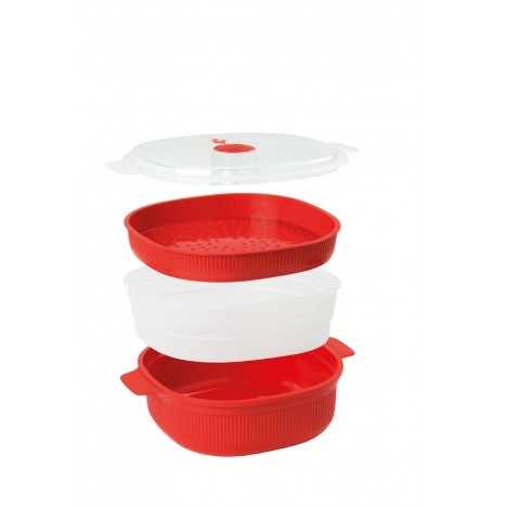 Cuiseur à Micro-Ondes, Micro Vapeur 4 L - Rouge (SNPL21329) Cuiseur à Micro-Ondes, Micro Vapeur 4 L - Rouge (SNPL21329)