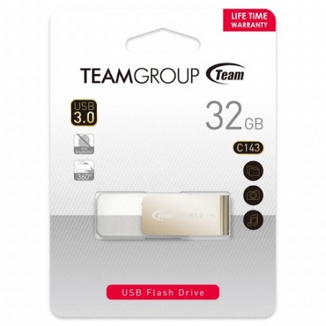 Clé USB TeamGroup 32 Go - USB 3.0 Gold (TC143332GW01) Clé USB TeamGroup 32 Go - USB 3.0 Gold (TC143332GW01)