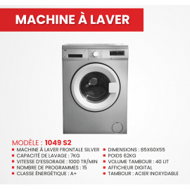 Machine à Laver 7Kg 1000Tr/min - Silver (MAL1049S2) Machine à Laver 7Kg 1000Tr/min - Silver (MAL1049S2)