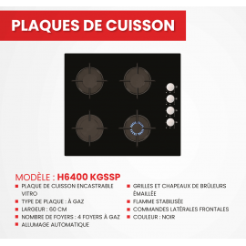 Plaque de Cuisson SEG 4 Feux - Noir (H6400KG) Plaque de Cuisson SEG 4 Feux - Noir (H6400KG)