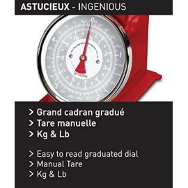 Balance de Cuisine Mécanique Tradition 500 - TERRAILLON - Rouge (14476) Balance de Cuisine Mécanique Tradition 500 - TERRAILLON - Rouge (14476)