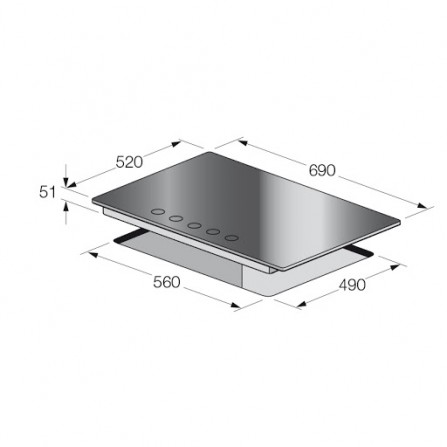 Plaque de Cuisson FOCUS Vitro 5 Feux 70 cm Noir (F.406B) 2