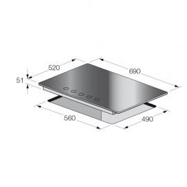 Plaque de Cuisson FOCUS Vitro 5 Feux 70 cm - Noir (F.406B) Plaque de Cuisson FOCUS Vitro 5 Feux 70 cm - Noir (F.406B)