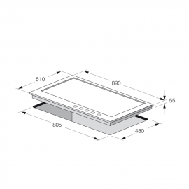 Plaque de Cuisson FOCUS 5 Feux 90cm - Inox (F817X)