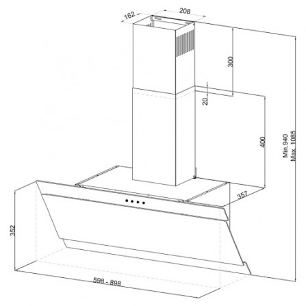 Hotte Design Focus 60 cm - Noir (F.620B) 2