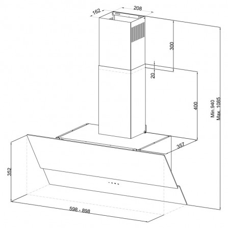 Hotte design Focus 60cm - Noir (GALAXY60) 2