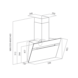 Hotte Design Murale Focus 60 cm - Noir (F.611B)