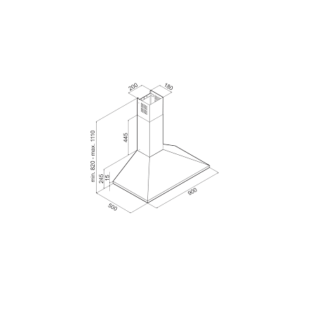 Hotte pyramidale Focus 90cm - Inox (F.905X) 2