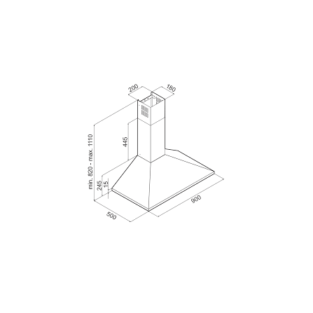 Hotte pyramidale Focus 90cm - Noir (F905B) 2