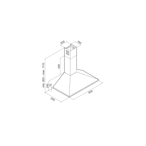 Hotte Pyramidale FOCUS - 90cm - Noir (F.905B)