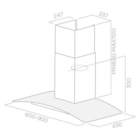 Hotte décorative Focus 90 cm + VITRE - Inox (F.914X)