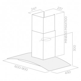 Hotte décorative Focus 90 cm + VITRE - Inox (F.914X)