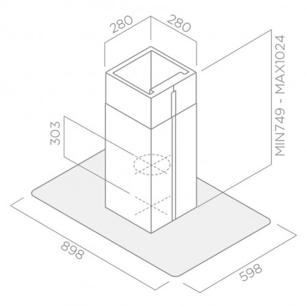 Hotte centrale Focus 90 cm tactile vitro - Inox (F.917X) 2