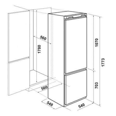 Réfrigérateur Encastrable Combiné FOCUS 251L - Blanc (Filo-3600) 2