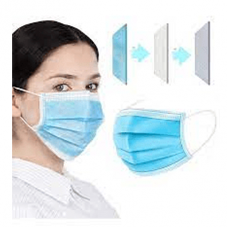 Pack de 50 masque filtrant - 3 Plis avec élastiques - Bavette chirurgicale (FaceMask-50)