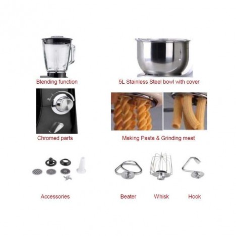 Robot Pétrin TOPMATIC Multifonction 1800W - Beige (PKM-18001BG) Robot Pétrin TOPMATIC Multifonction 1800W - Beige (PKM-18001BG)