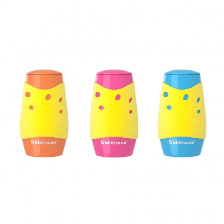 Taille Crayon en plastique à double trou ErichKrause® Cheese avec un récipient (50143) 2