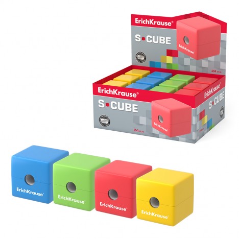 Taille Crayon en plastique ErichKrause® S-Cube avec un récipient (50141)