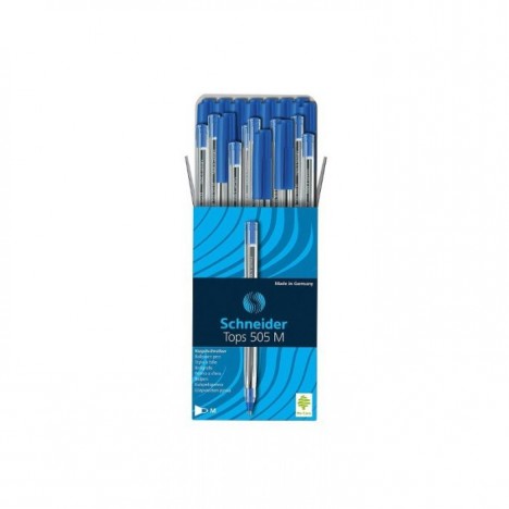 Pack de 50 Stylos SCHNEIDER à Bille Tops 505 M - Bleu (BU-500203415060)