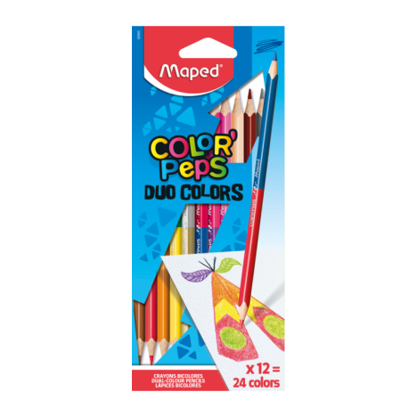 Pack de 12 Crayons MAPED couleurs Duo (829600)