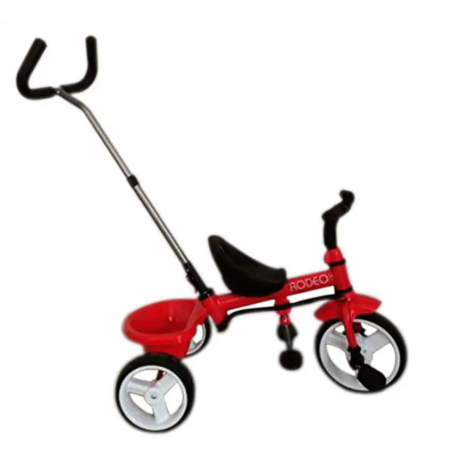 Tricycle RODEO Avec Canne Directionnel et Panier - Rouge (T7341)