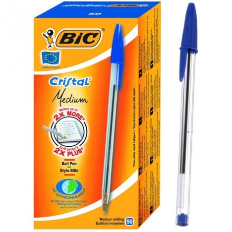 Pack de 50 Stylo à bille BIC Cristal Medium -Bleu (BICB-50) Pack de 50 Stylo à bille BIC Cristal Medium -Bleu (BICB-50)