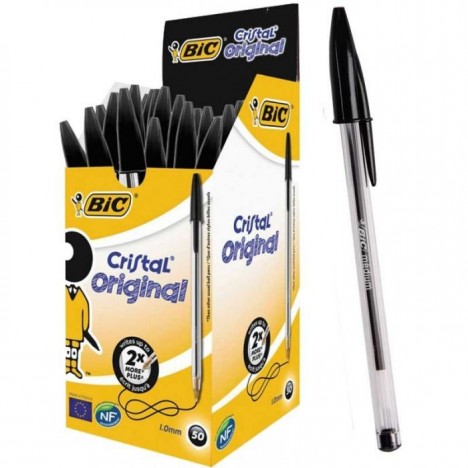 Pack de 50 Stylos à Bille BIC Cristal Original 1.0 mm - Noir (913230B20-50)