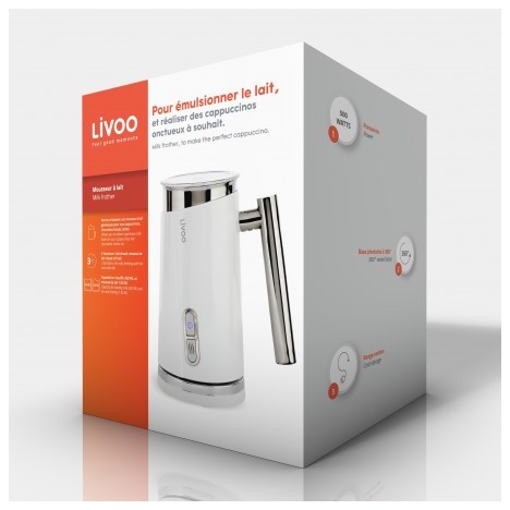 Mousseur au Lait LIVOO Chaud & Froid 250 ML - Blanc (DOD177)