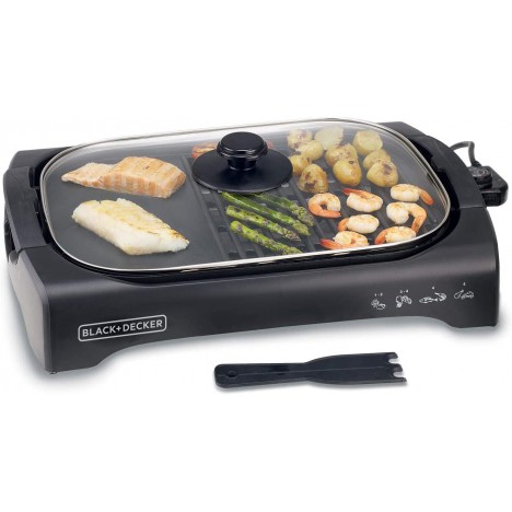 Barbecue Avec Couvercle en Verre - Black & Decker - 2200W - Noir (LGM70-B5)