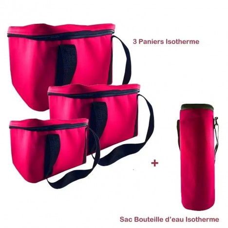 Pack Trois Paniers + Sac Bouteille Isotherme - Rose (BU-PANIER-ROSE)