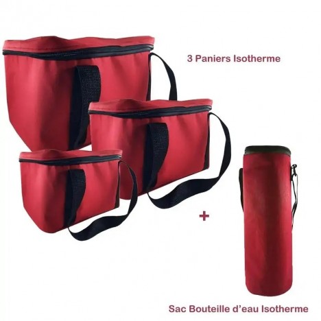 Pack Trois Paniers + Sac Bouteille Isotherme - Rouge (BU-PANIER-ROUGE)