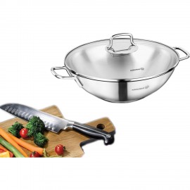 Poêle Wok KORKMAZ avec Couvercle Perla 28X8,5 cm - Inox (A1519) Poêle Wok KORKMAZ avec Couvercle Perla 28X8,5 cm - Inox (A1519)