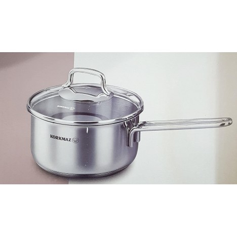 Casserole KORKMAZ Perla avec Couvercle - 16x8 cm 1,6 L - Inox (A1648)