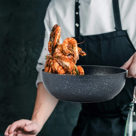 Poêle à Wok KORKMAZ Ornella - 24x6,5 cm - Noir (A1118) Poêle à Wok KORKMAZ Ornella - 24x6,5 cm - Noir (A1118)