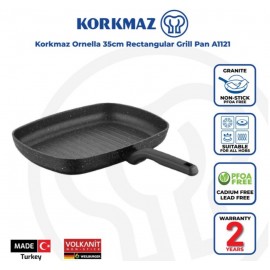 Poêle Grill KORKMAZ Rectangle - 35 cm Carrée - Noir (A1121)