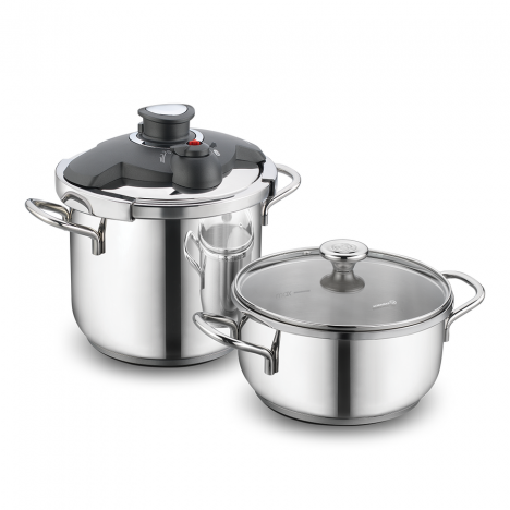 Set Korkmaz ALİA Pressure Cooker Cocotte + Casserole - Inox (A171)