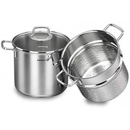 Marmite à Spaghetti KORKMAZ - 5 Litres - Inox (A1523)