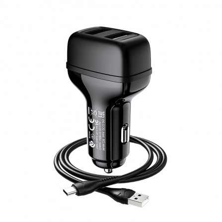 Chargeur Voiture Hoco Z36 2,4A double USB pour Type-C - Noir (Z36-CBK) 2