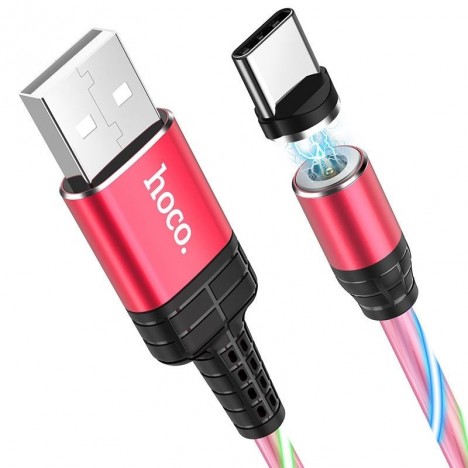 Câble HOCO U90 Magnétique avec LED pour Type-C - Rouge(U90-CRD)