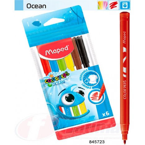 Feutre MAPED 6 Couleurs Ocean (845723)