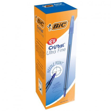 Pack de 12 Stylos BIC Cristal Ultra Fine 0.7 mm - Bleu (6192449003774)(919933)