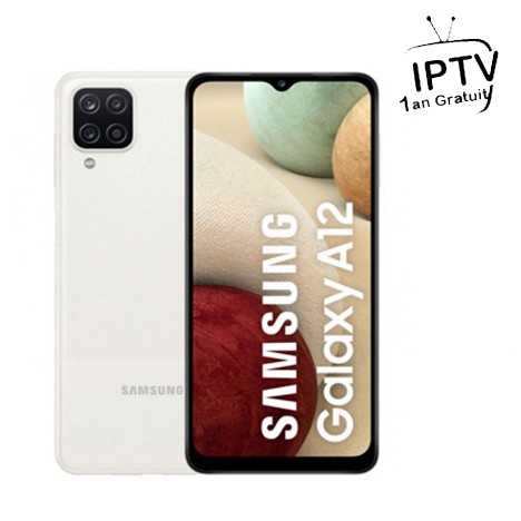 Smartphone SAMSUNG Galaxy A12 64Go - Blanc + Abonnement IPTV 1 an (BU-SM-A12-WHITE-64) Smartphone SAMSUNG Galaxy A12 64Go - Blanc + Abonnement IPTV 1 an (BU-SM-A12-WHITE-64)