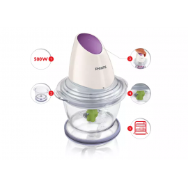 Mini Hachoir PHILIPS 1 Litre - 500W - Blanc (HR1397/10) Mini Hachoir PHILIPS 1 Litre - 500W - Blanc (HR1397/10)