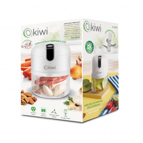 Mini Hachoir KIWI Sans Fil - Rechargeable - 250ML - Blanc (KC-8202)
