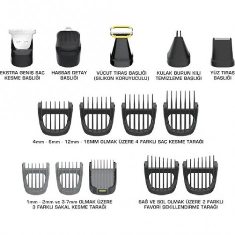 Coffret de Tondeuse FAKIR 15en1 Rechargeable avec Accessoires - Noir (EXECUTE)