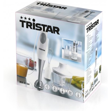 Mixeur Plongeant TRISTAR 4en1 - 200 Watt - Blanc (MX-4154) Mixeur Plongeant TRISTAR 4en1 - 200 Watt - Blanc (MX-4154)