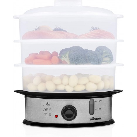 Cuiseur Vapeur TRISTAR 1200 Watts - 11 Litres - Silver (VS-3914) Cuiseur Vapeur TRISTAR 1200 Watts - 11 Litres - Silver (VS-3914)