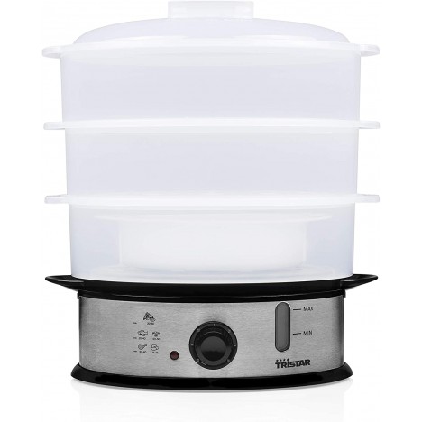 Cuiseur Vapeur TRISTAR 1200 Watts - 11 Litres - Silver (VS-3914) Cuiseur Vapeur TRISTAR 1200 Watts - 11 Litres - Silver (VS-3914)