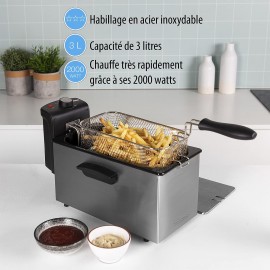 Friteuse TRISTAR - 2000 Watts - 3 Litres - Inox/Noir (FR-6946) Friteuse TRISTAR - 2000 Watts - 3 Litres - Inox/Noir (FR-6946)